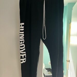 Black Joggers with White 'HUNGOVER' Print